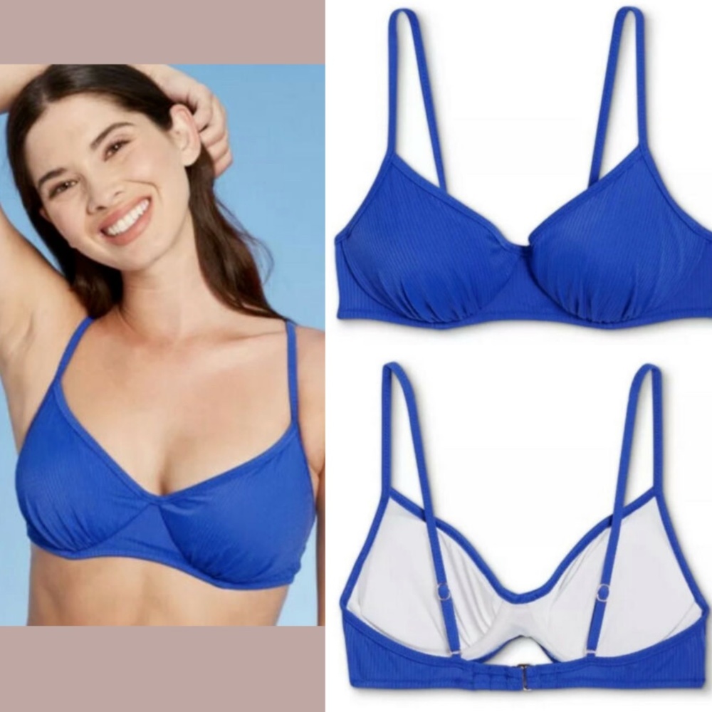 NWT Shade &‎ Shore [ 34B ] Bralette Bikini Top in Sapphire Blue